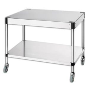 Cavalletto smontabile in acciaio inox su ruote con ripiano intermedio per PLANET 24, PLANET 32, GV-35/42