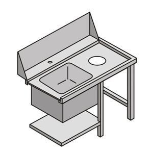 Table with sink and washing hole right-hand side entry TVSDX