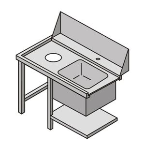Table with sink and washing hole left-hand side entry TVSSX