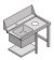 Table with sink and washing hole right-hand side entry TVSDX
